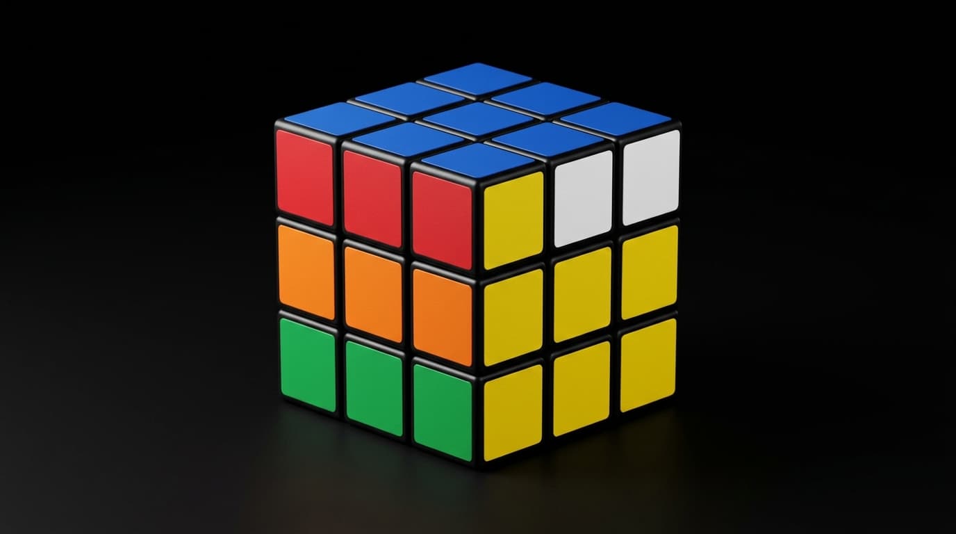 Minimalist 3D Rubik's Cube with Primary Colors